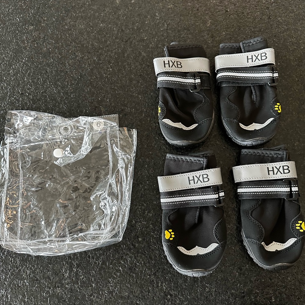 Black Waterproof Dog Boots - Set of 4